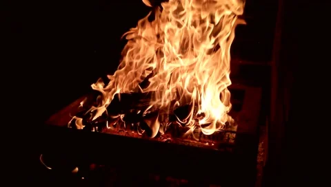 Burning fire in a hot fireplace Stock Footage 68978479