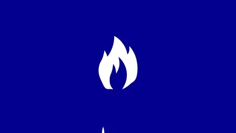 Burning fire icon animation on dark blue background Video stock 327761881