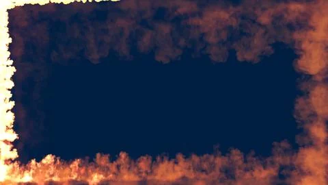 Burning fire lines screen frame on blue chromakey 스톡 일러스트