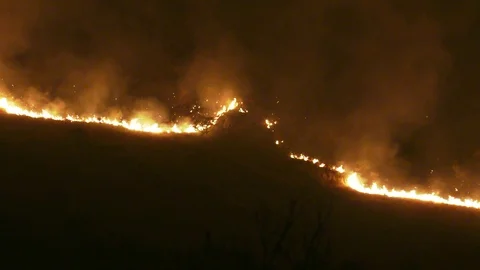 Burning Fire on mountains at night Stock-Footage 80965763