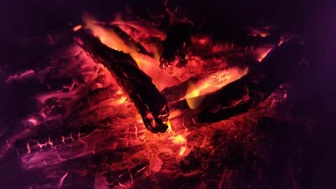 Burning fire in the night Stock Photos