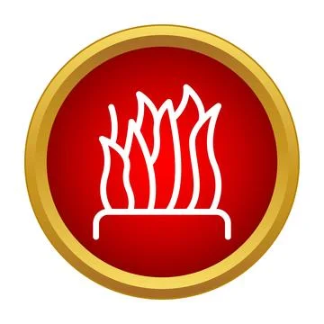 Burning fire outline symbol in red circle icon Stock Illustration