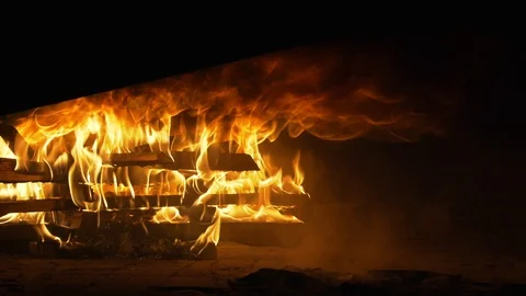 Burning fire in the oven for baking bread. 스톡 동영상 106034126