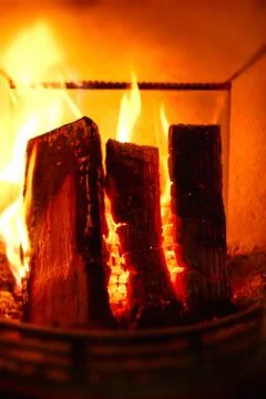 Burning fire in the oven 写真素材