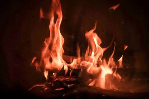 Burning fire with red, orange and yellow flames background. Arson, fire safet Foto stock