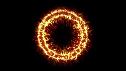 Burning Fire Shock Wave Portal with Electric Flames Stock Footage 342629575