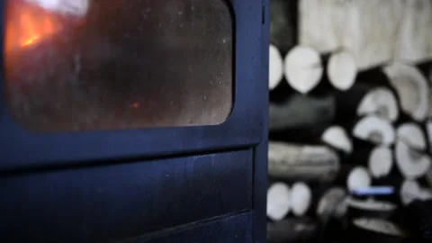 Burning fire in the small stove Stock Footage 146729003