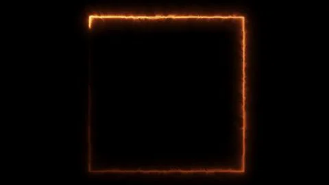 Burning fire square frame on black background Stock Illustration