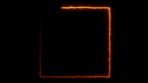 Burning fire square frame on black background Stock Illustration