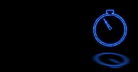 Burning fire-like stopwatch icon motion graphic on a black background. Stop.. Stock Illustration