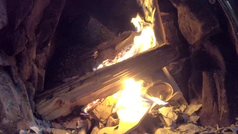 The Burning fire in the stove. Hot documents. Burning in the oven. Stock Footage 104125568