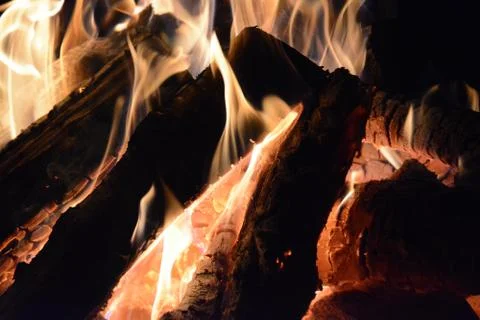 Burning fire on a summer evening screen saver for the monitor Stock Photos