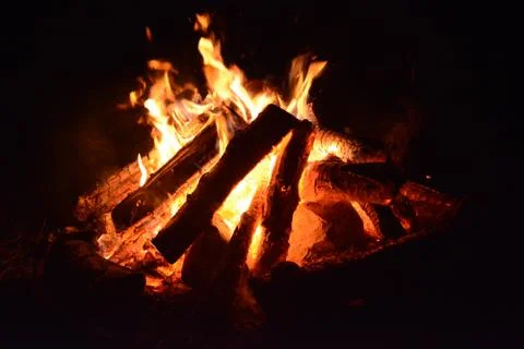 Burning fire on a summer evening screen saver for the monitor Foto stock