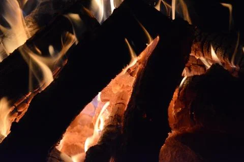 Burning fire on a summer evening screen saver for the monitor Stock Photos