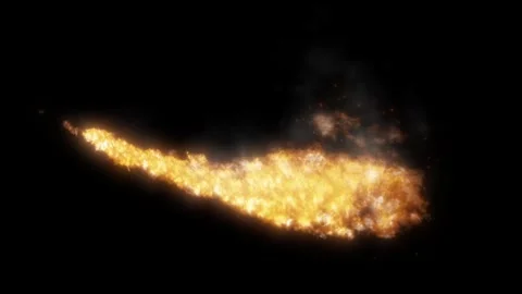 Burning fire trail with glowing sparks isolated on black background Vidéo 334461831