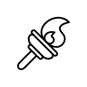 Burning fire USA flag icon. Simple line, outline vector elements of America Stock Illustration
