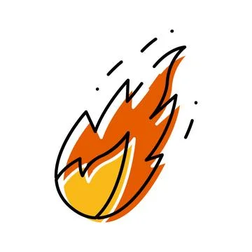 Burning fireball meteor falling quickly doodle icon Stock Illustration