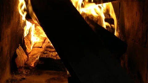 Burning fireplace for background in the house Stock Footage 225068964