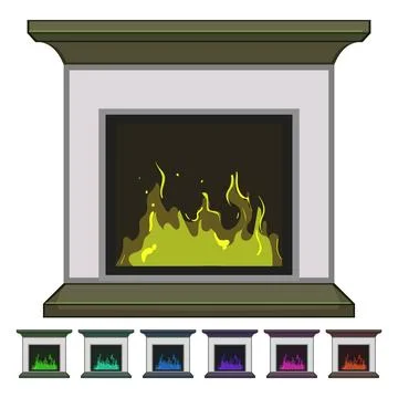 Burning fireplace cartoon vector graphic Illustration