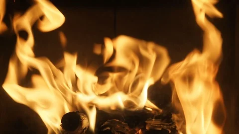 Burning fireplace flames #2 - slow motion Stock Footage 119884539