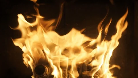 Burning fireplace flames #5 - slow motion Stock Footage 119885321