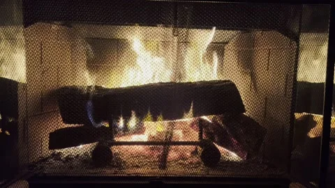 Burning Fireplace Flames Inside Home Hearth Stock Footage 336576006