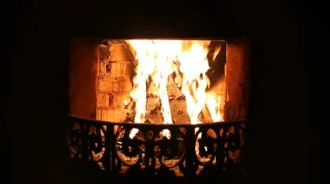 Burning fireplace Stock Footage 10269288