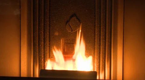 Burning fireplace Stock Footage 33302176