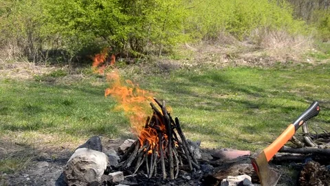 Burning fireplace Stock Footage 71288781