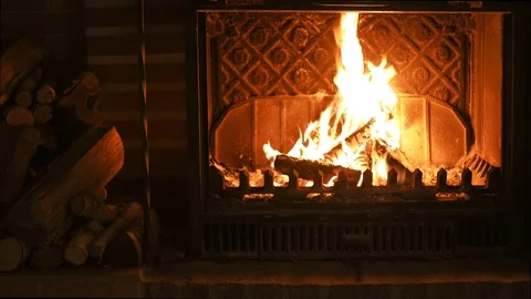 Burning fireplace. Stock Footage 96589870