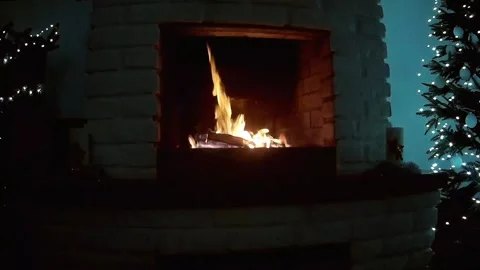 The burning fireplace Stock Footage 160211139