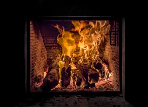 Burning Fireplace Stock Photos