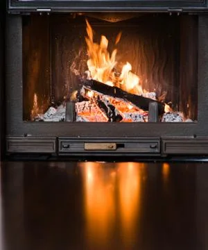 Burning Fireplace Stock Photos
