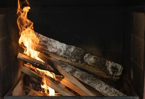 Burning fireplace. Foto stock