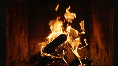 Burning Fireplace Providing Warmth and Comfort. Stock Footage 295245795