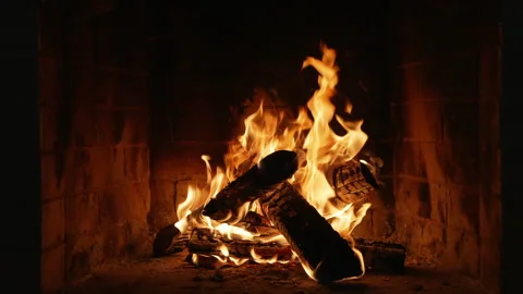 Burning Fireplace Providing Warmth and Comfort. Video stock 331860786