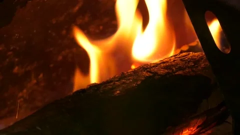 Burning firewood in the fireplace close-up. Stock Footage 103280058
