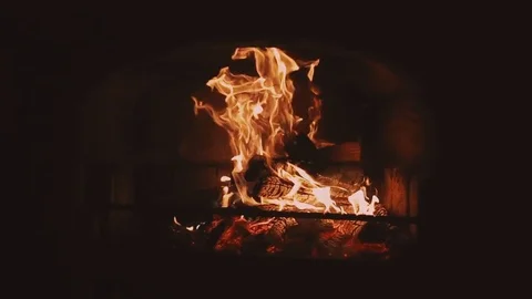 Burning firewood in a fireplace Video stock 72129782
