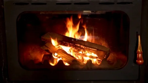Burning firewood in the fireplace Stock Footage 101785012