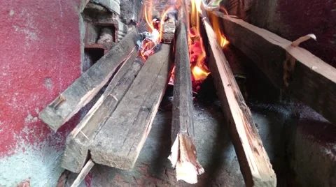 Burning firewood Stock Footage 45174134
