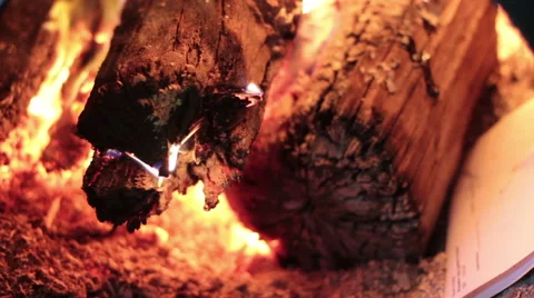 Burning Firewood Stock Footage 61344354