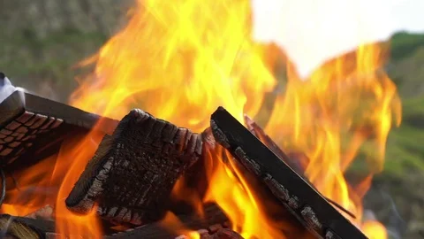 Burning Firewood Stock Footage 79553201