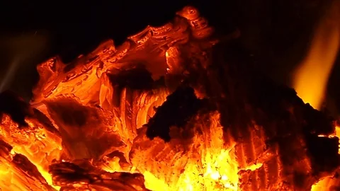 Burning firewood hearth small flame Stock Footage 110980701
