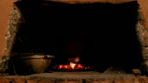  Burning firewood in the rustic stove. Time lapse Stock Footage 103597686