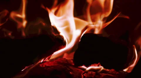 Burning firewood, slow motion. Vidéo 45867261