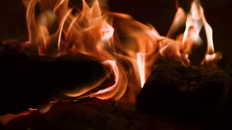 Burning firewood, slow motion Stock Footage 45867302