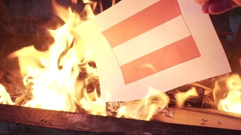 Burning the flag of Austria Video stock 75916743