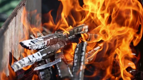 Burning flame and charcoal 2 HD Stock Footage 37555973