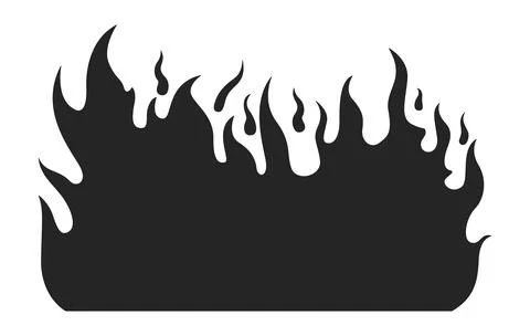 Burning flame black and white 2D line cartoon object Stock Illustration
