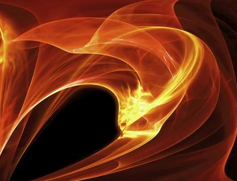 Burning flame on a black background, abstract illustration Stock Illustration